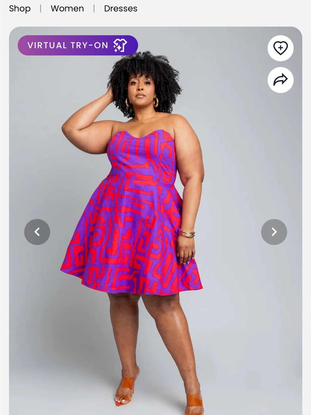 Strapless Fit-and-Flare Dress in Bright Pink and Purple
